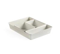 TATAY Organisateur de Tiroir Bohol | Set de 5 : 2xA6 + A5 + A4 + Slim | Paniers et Boîtes de Rangement | Design Minimaliste Fonctionnel | Ordre Maison et Bureau | Plastique Recyclé sans BPA, Blanc