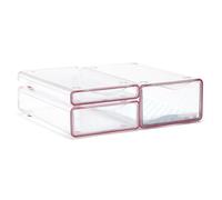 TATAY Organisateur Frigo Fresh Box | Set de 3: Small + Medium + Large | Rangement Frigo avec Tiroir Amovible et Grille de Décongélation | Modulaire et Empilable | Plastique Sans BPA, Transparent