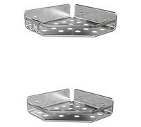 TATAY Pack 2 Etagere Salle de Bain sans Percage d’Angle Aluminium | avec Vis et Système Quick Fix | Anti-humidité | Design Moderne | Évacuation Rapide | 20 x 5,5 x 20 cm - Modèle Serenity - Black