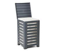 TATAY Panier à Linge 55L | Sac Intérieur Lavable Inclus | Montage Facile en 5 Minutes | Polypropylène Résistant | Design Moderne et Élégant | Corbeille Effet Bois | 34 x 34 x 58 cm - Gris