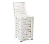 TATAY Panier à Linge 55L | Sac Intérieur Lavable Inclus | Montage Facile en 5 Minutes | Polypropylène Résistant | Design Moderne et Élégant | Corbeille Effet Bois | 34 x 34 x 58 cm - Blanc