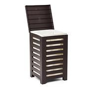 TATAY Panier à Linge 55L | Sac Intérieur Lavable Inclus | Montage Facile en 5 Minutes | Polypropylène Résistant | Design Moderne et Élégant | Corbeille Effet Bois | 34 x 34 x 58 cm - Marron