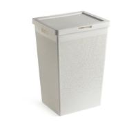 TATAY Panier à linge Bohol 60 L – Couvercle abattant, plastique 100% recyclé sans BPA, blanc