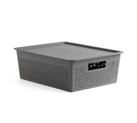 Tatay Boîte de rangement rectangulaire 12L et couvercle Bohol, en polypropylène, sans BPA, plastique 100% recyclé, gris anthracite, dimensions 30,5 x 39,5 x 13,5 cm