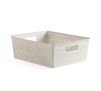 TATAY Bohol Boîte de rangement rectangulaire 12 L en polypropylène, sans BPA, plastique 100% recyclé, Beige, dimensions : 30 x 39 x 13,5 cm