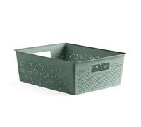 TATAY Bohol Boîte de rangement rectangulaire 12 L en polypropylène, sans BPA, plastique 100% recyclé, vert, dimensions : 30 x 39 x 13,5 cm