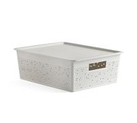 Tatay Boîte de rangement rectangulaire 12L et couvercle Bohol, en polypropylène, sans BPA, plastique 100% recyclé, blanc, dimensions 30,5 x 39,5 x 13,5 cm