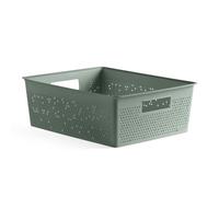 TATAY Bohol Boîte de rangement rectangulaire 12 L en polypropylène, sans BPA, plastique 100% recyclé, vert, dimensions : 30 x 39 x 13,5 cm