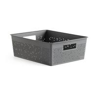 TATAY Bohol Boîte de rangement rectangulaire 12 l Polypropylène sans BPA Plastique 100% recyclé Gris anthracite Dimensions 30 x 39 x 13,5 cm