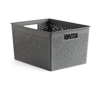 TATAY Bohol Boîte de rangement rectangulaire en polypropylène sans BPA 100 % recyclé Gris anthracite Dimensions 30 x 39 x 21,5 cm