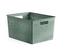 TATAY Panier de Rangement Plastique 20 L Bohol | Boîte Organisatrice | Ventilation Optimale | Système Modulaire Empilable | Poignées Intégrées | Plastique Recyclé Sans BPA | 30×39×21,5 cm, Vert