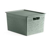 TATAY Panier de Rangement Plastique 20 L Bohol | Boîte Organisatrice avec Couvercle | Ventilation Optimale | Système Modulaire Empilable | Poignées Intégrées | Plastique Recyclé | 30×39×21,5 cm, Vert
