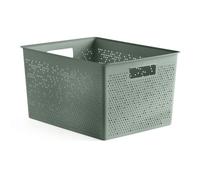 TATAY Panier de Rangement Plastique 20 L Bohol | Boîte Organisatrice | Ventilation Optimale | Système Modulaire Empilable | Poignées Intégrées | Plastique Recyclé Sans BPA | 30×39×21,5 cm, Vert