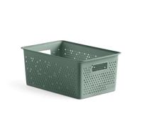 TATAY Panier de Rangement Plastique 4 L Bohol | Boîte Organisatrice | Ventilation Optimale | Système Modulaire Empilable | Poignées Intégrées | Plastique Recyclé Sans BPA | 17,5×27×11,5 cm, Vert