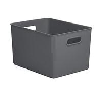 TATAY Panier de Rangement Rectangulaire Baobab, Capacité 22 L, Polypropylène, Sans BPA, Gris Anthracite. Mesure 29,4 x 38,5 x 23 cm