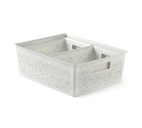 TATAY Bohol Lot de 3 boîtes de rangement rectangulaires (2 x 4 L + 1 x 12 L), polypropylène, sans BPA, plastique 100% recyclé, blanc, dimensions : 30 x 39 x 13,5 cm