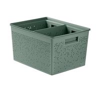 TATAY Bohol Lot de 4 boîtes de rangement rectangulaires (2 x 4 l, 1 x 12 l, 1 x 20 L), polypropylène, sans BPA, plastique 100% recyclé, vert, dimensions : 30 x 39 x 21,5 cm