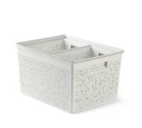 TATAY Bohol Lot de 4 boîtes de rangement rectangulaires (2 x 4 l, 1 x 12 l, 1 x 20 L), polypropylène, sans BPA, plastique 100 % recyclé, blanc, dimensions : 30 x 39 x 21,5 cm