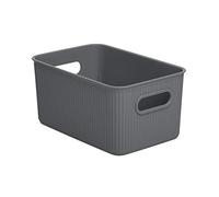 TATAY Paniers et Boîtes de Rangement Baobab | Set de 4 Boîtes Organisatrices | Poignées Intégrées | Design Compact et Polyvalent | Plastique Recyclé Sans BPA | 18,1x27,2x13 cm, Gris
