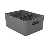 TATAY Paniers et Boîtes de Rangement Baobab | Set de 4 Boîtes Organisatrices | Poignées Intégrées | Design Compact et Polyvalent | Plastique Recyclé Sans BPA | 29,4×38,5×16 cm, Gris