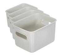 TATAY Paniers et Boîtes de Rangement Plastique 1,5 L Baobab | Boîte Organisatrice | Poignées Intégrées | Design Compact et Polyvalent | Plastique Recyclé Sans BPA | 12.5x16.4x10 cm, Blanc (Lot de 4)