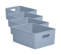TATAY Paniers et Boîtes de Rangement Plastique 15 L Baobab | Boîte Organisatrice | Poignées Intégrées | Design Compact et Polyvalent | Plastique Sans BPA | 29,4 x 38,5 x 16 cm, Bleu (Lot de 4)