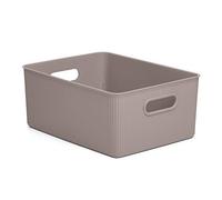 TATAY Paniers et Boîtes de Rangement Plastique 15 L Baobab | Boîte Organisatrice | Poignées Intégrées | Design Compact et Polyvalent | Plastique Sans BPA | 29,4 x 38,5 x 16 cm, Taupe (Lot de 6)