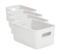 TATAY Paniers et Boîtes de Rangement Plastique 5 L Baobab | Boîte Organisatrice | Poignées Intégrées | Design Compact et Polyvalent | Plastique Recyclé Sans BPA | 18,1x27,2x13 cm, Blanc (Lot de 4)
