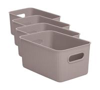 TATAY Paniers et Boîtes de Rangement Plastique 5 L Baobab | Boîte Organisatrice | Poignées Intégrées | Design Compact et Polyvalent | Plastique Sans BPA | 18,1x27,2x13 cm, Taupe (Lot de 4)