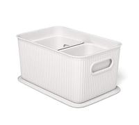 TATAY Ensemble de 3 Panier de Rangement Baobab (1 x 5L, 2 x 1,5L) et Couvercle 5L, Polypropylène, Sans BPA, Blanc Pergame.