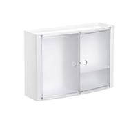 TATAY Armoire de Rangement Suspendue pour Salle de Bain Horizontale en plastique, ??kg de résistance, 2 portes en couleur translucide Bleu, 2 Étagères Intérieures Réglables. Dimension 46x15,5x32 cm