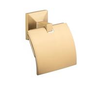 Tatay Portarrollos Papel Higienico Sin Taladro o Con Taladro | Incluye Kit Glue&Fix (resiste Hasta 10kg) y Tornillos | 100% inoxidable | Colgador Papel Higienico | 12x4,5x12cm - Modelo Iconik - Oro