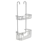 Tatay Étagère de Douche 2 hauteurs avec Crochet en Aluminium, 100% Inoxydable, en Aluminium anodisé, Design Moderne, Dimensions 28 x 13,5 x 60 cm (6604800)