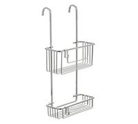 Tatay, Étagère de Douche à 2 hauteurs avec Crochet en Aluminium 100% Inoxydable, Design Moderne, 10 Ans, Dimensions 28 x 12 x 56 cm