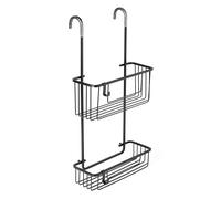 TATAY Porte-Douche Suspendu Paroi Aluminium | Anti-humidité et Anticorrosion | Supporte 16 kg | Montage Facile Sans Perçage | Design Moderne | Drainage Efficace | 28 x 15,5 x 56 cm - Noir