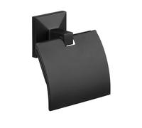 TATAY Porte Papier Toilette sans perçage ou avec vis | Kit Glue&Fix (jusqu'à 10 kg) & vis Inclus | Acier Inoxydable | 12 x 4,5 x 12 cm - Modèle Iconik - Noir