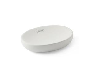 TATAY Porte-Savon en céramique Doux, Toucher Doux et Finition Mate, sans BPA, Blanc. Dimensions : 11,2 x 8,2 x 2,5 cm