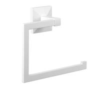 TATAY Porte Serviette Salle de Bain sans Perçage ou avec Vis | Kit Adhésif Glue&Fix Inclus (Jusqu’à 5 kg) et Vis | Acier Inoxydable | Design Moderne | 20 x 6,5 x 16 cm - Modèle Iconik - Blanc