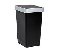 TATAY Poubelle Cuisine à Couvercle Basculant Smart 25L | Design Compact et Fonctionnel | Pour Intérieur et Extérieur | Compatible avec Sacs 30L | Plastique Résistant Sans BPA | 26x34x47cm, Noir