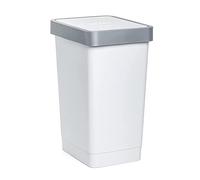 TATAY Poubelle Cuisine à Couvercle Basculant Smart 25L | Design Compact et Fonctionnel | Pour Intérieur et Extérieur | Compatible avec Sacs 30L | Plastique Résistant Sans BPA | 26x34x47cm, Blanc