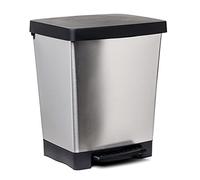Tatay Poubelle de Cuisine Cubik, Capacité 23L, Pédale Rétractable, Polypropylène, Sans BPA, Sac Poubelle 30L. Gris Acier. Dimensions 33.5 x 30 x 39 cm