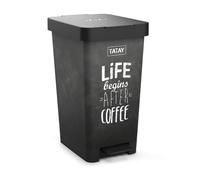 TATAY Poubelle Cuisine avec Pédale Smart Deco 25L | Design Compact et Fonctionnel | Pour Intérieur et Extérieur | Compatible avec Sacs 30L | Plastique Résistant Sans BPA | 26x36x47cm, Effet Ardoise