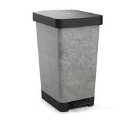 TATAY Poubelle Cuisine avec Pédale Smart Deco 25L | Design Compact et Fonctionnel | Pour Intérieur et Extérieur | Compatible avec Sacs 30L | Plastique Résistant Sans BPA | 26x36x47cm, Effet Pierre