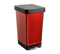 TATAY Poubelle Cuisine avec Pédale Smart Deco 25L | Design Compact et Fonctionnel | Pour Intérieur et Extérieur | Compatible avec Sacs 30L | Plastique Résistant Sans BPA | 26x36x47cm, Rouge Métallisé
