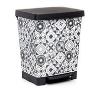 TATAY Poubelle Cuisine avec Pédale Cubik Deco 21L - Intérieur et Extérieur - Pour Sacs de 20 à 30L - Plastique Résistant Sans BPA - 33,5x30x39 cm, Motif Hydraulique