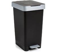 Tatay Poubelle de Cuisine Smart, Capacité 25L, Pédale Rétractable, Polypropylène, Sans BPA, Sac Poubelle 30L. Noir. Dimension 26 x 36 x 47cm
