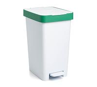 Tatay Poubelle de Cuisine Smart, Capacité 25L, Pédale Rétractable, Polypropylène, Sans BPA, Sac Poubelle 30L. Vert. Dimension 26 x 36 x 47cm