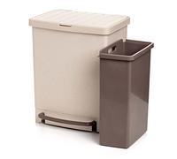 Tatay Poubelle de Recyclage 17L + 8L, Capacité Totale 25 L, avec Pédale, Séparateur 8 L, Polypropylène, sans BPA, Sac Poubelle 30 L, 100% Matériaux Recyclé, Couleur Beige.