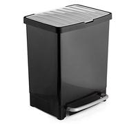 TATAY Poubelle à tri sélectif 1101600 – 2 compartiments 17+8 L, pédale, Noir, 33,5×30×39 cm