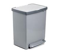 Tatay Seau à Pédale Recyclage 25L de Capacité (avec Séparateur 17L + 8L) Amovible Polypropylène Sans BPA Gris
